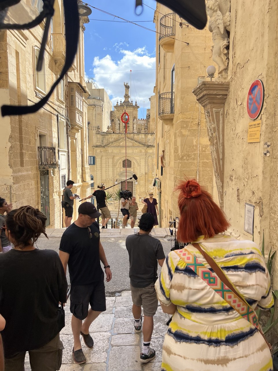 Walking to set in Malta